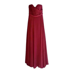 Couture Collection Burgundy Strapless Fit & Flare  Long Formal Bridesmaid Dress